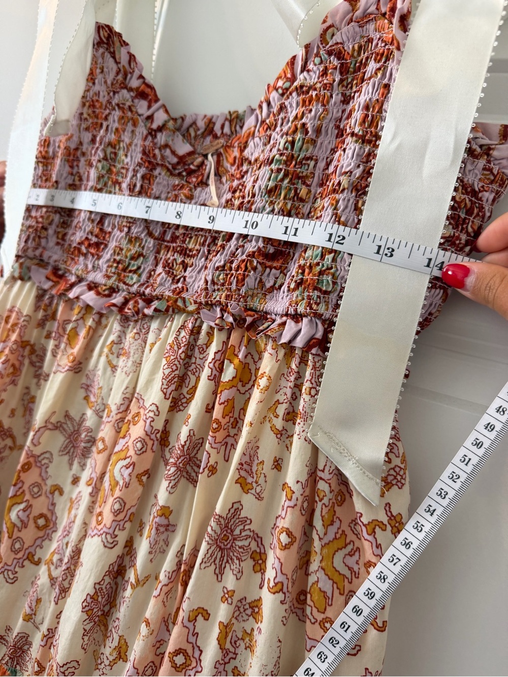 Free People Bluebell Maxi Multi Print Dress with Satin Ties - Picture 7 of 8